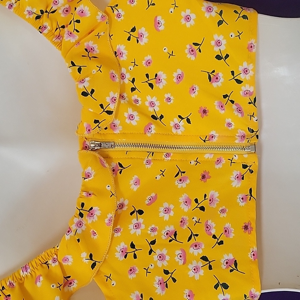 Shein mustard yellow pink floral off shoulder 2 piece set - Picture 6 of 15